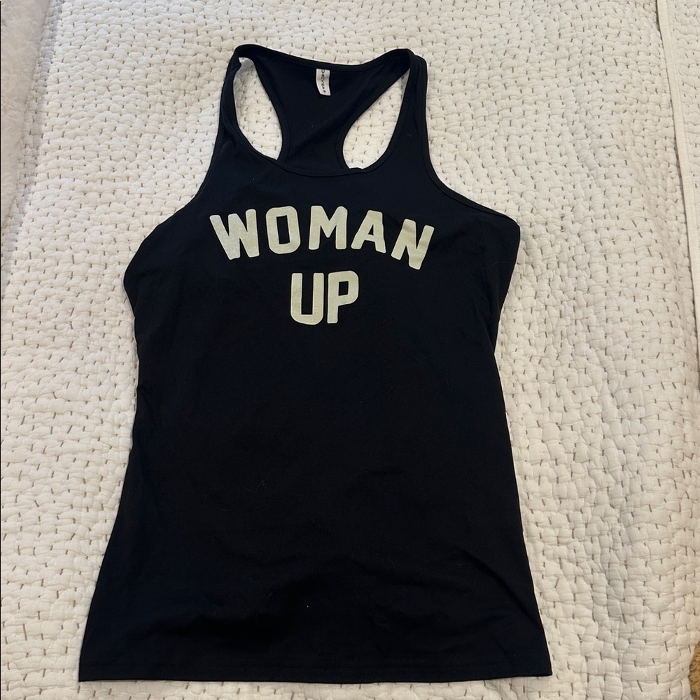 New Black 'Woman Up' racerback Tank Top